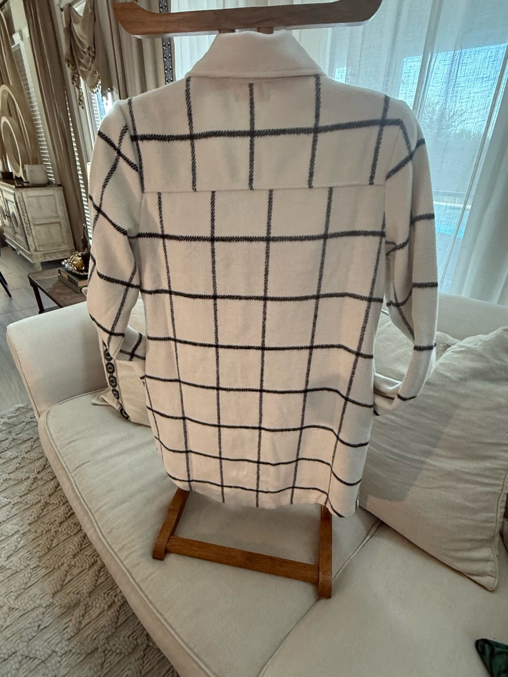 MELLODAY Cream Windowpane Button-Front Utility Jacket - Picture 6 of 6